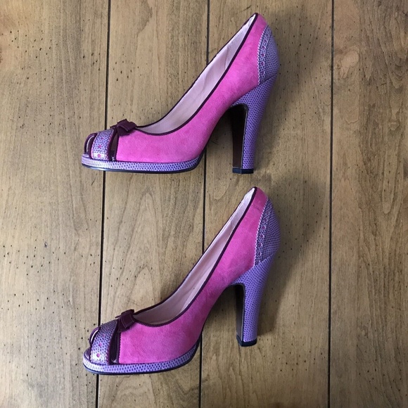 Marc Jacobs Pink Suede + Purple Leather Heels (size 36.5) - Picture 1 of 10